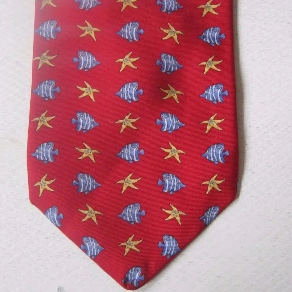 🌹TROPICALS BY TANGO Mens Tie Red Silk USA